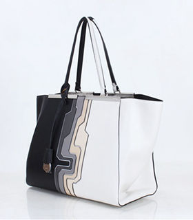 Fendi 3Jours Computer Puzzle Black/White Leather Medium Shopping Bag