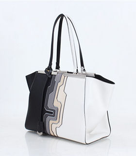 Fendi 3Jours Computer Puzzle Black/White Leather Small Shopping Bag