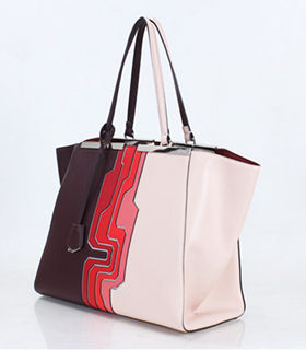 Fendi 3Jours Computer Puzzle Jujube/Pink Leather Medium Shopping Bag
