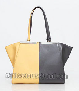 Fendi 3Jours Computer Puzzle Sapphire Grey/Yellow Original Leather Medium Shopping Bag-1