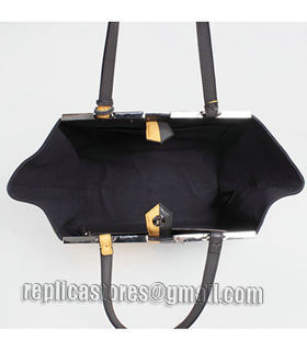 Fendi 3Jours Computer Puzzle Sapphire Grey/Yellow Original Leather Medium Shopping Bag-4