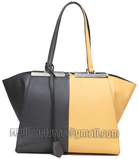 Fendi 3Jours Computer Puzzle Sapphire Grey/Yellow Original Leather Medium Shopping Bag-5