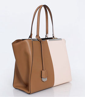 Fendi 3Jours Light Coffee/Pink Original Leather Medium Shopping Bag