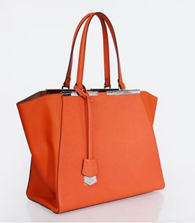 Fendi 3Jours Orange Red Original Leather Medium Shopping Bag