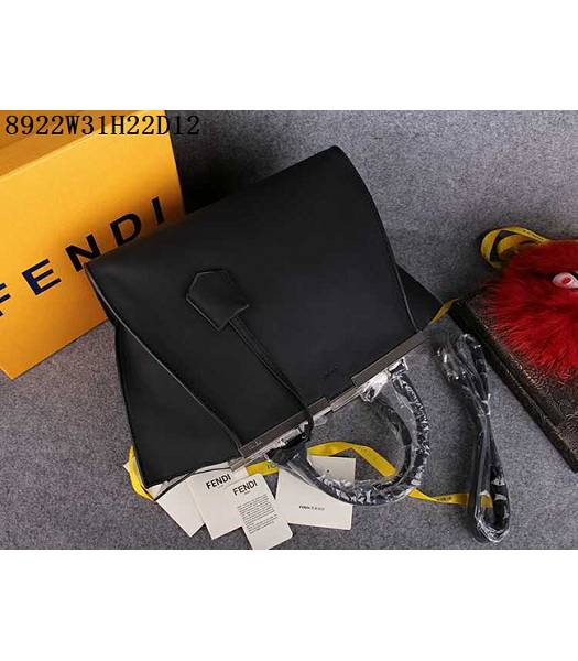 Fendi 3Jours Original Leather Top Handle Bag Black-3