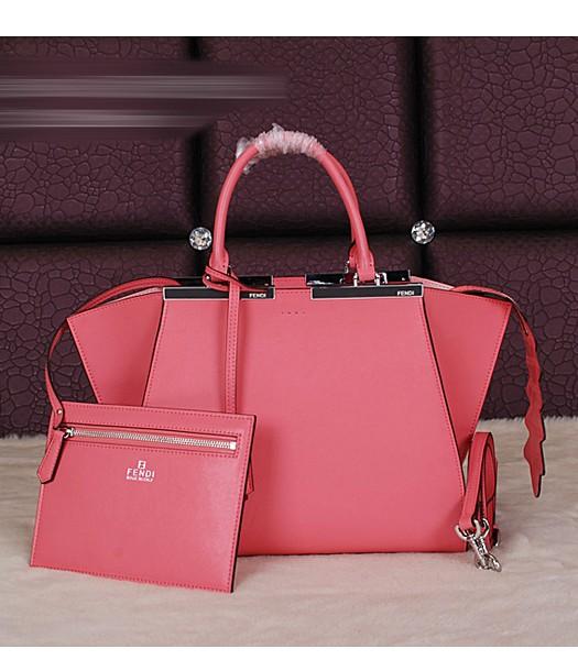 Fendi 3Jours Original Plain Veins Leather Shoulder Bag 8936 In Pink