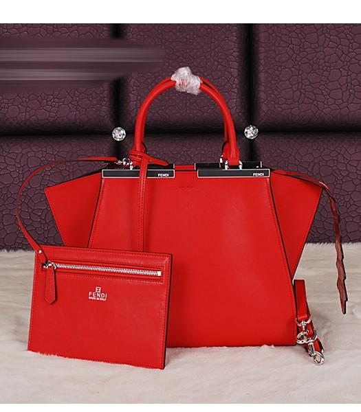 Fendi 3Jours Original Plain Veins Leather Shoulder Bag 8936 In Red