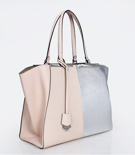Fendi 3Jours Pink Cross VeinsSilver Original Leather Medium Shopping Bag