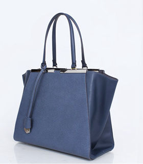 Fendi 3Jours Sapphire Blue Cross VeinsOriginal Leather Medium Shopping Bag