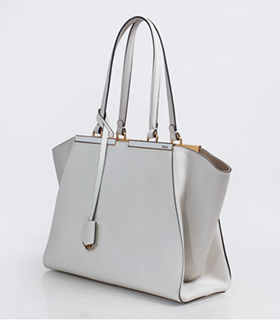 Fendi 3Jours White Cross Veins Leather Small Shopping Bag