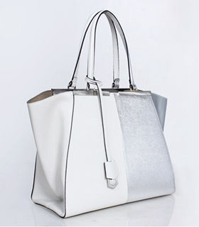 Fendi 3Jours White Cross Veins/Silver Original Leather Medium Shopping Bag