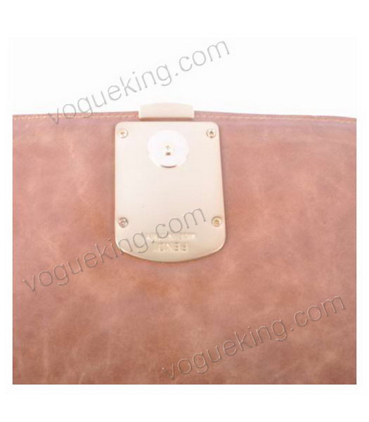 Fendi Anna Light Coffee Embossed Leather Shoulder Bag-6