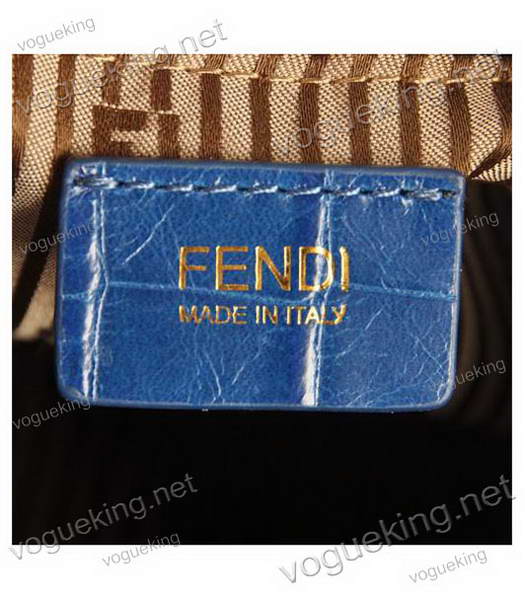 Fendi B Fab Croc Veins Leather Large Tote Bag Blue-6
