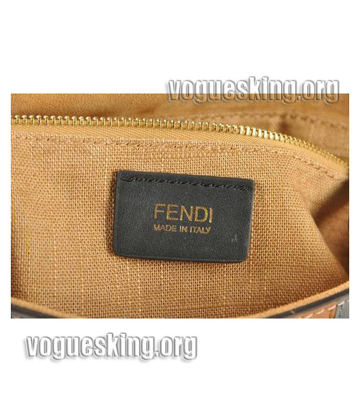 Fendi B Fab FF Pattern Black Leather Small Tote Bag-6