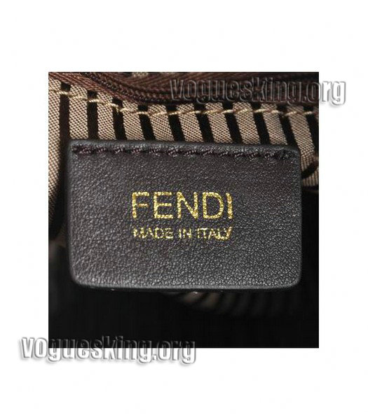 Fendi B Fab FF Pattern Coffee Leather Small Tote Bag-6