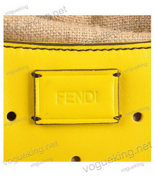 Fendi B Fab Perforated Ferrari Leather Large Tote Bag Lemon Yellow-4