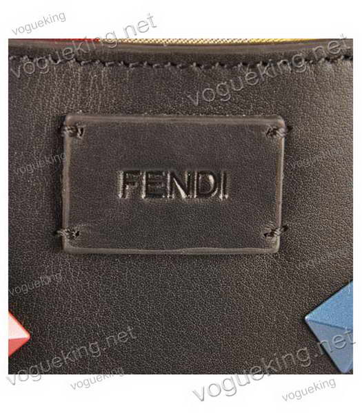 Fendi B Fab Studded Ferrari Leather With Multicolor Jeweled Small Tote Bag Black-4