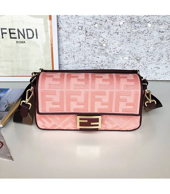 Fendi Baguette FF Pink Original Canvas Tote Shoulder Bag