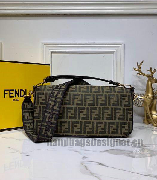 Fendi Baguette Roma Amor FF Fabric With Black Leather Large Tote Shoulder Bag-5
