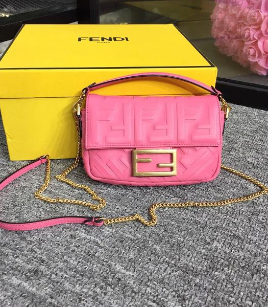 Fendi Baguette Three-Dimensional FF Pink Original Lambskin 19cm Mini Shoulder Bag