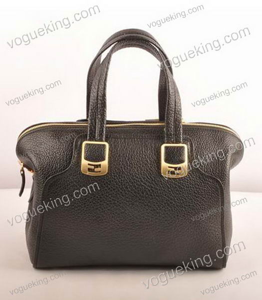 Fendi Black Calfskin Leather Small Tote Bag-2
