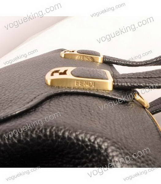Fendi Black Calfskin Leather Small Tote Bag-5