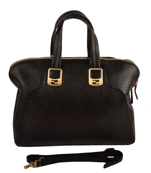 Fendi Black Calfskin Leather Tote Bag