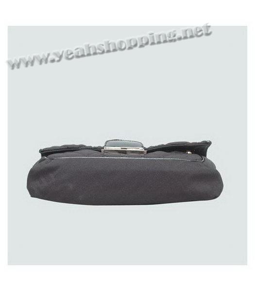Fendi Black Canvas Chain Bag with Patent Leather Trim-4