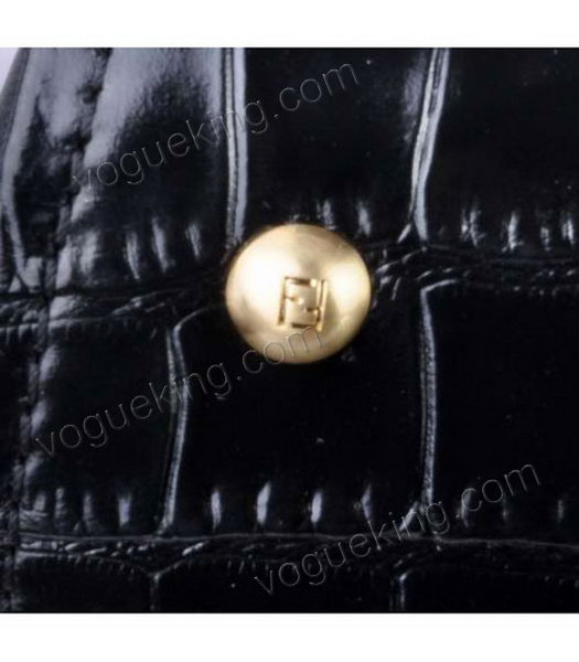 Fendi Black Croc Leather With Ferrari Leather Tote Bag-4