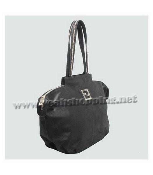 Fendi Black Leather Chain Strap Shoulder Bag-1