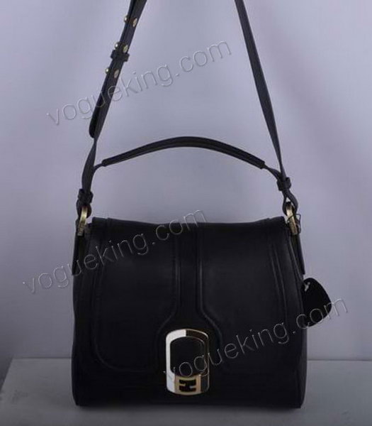 Fendi Black Original Leather Messenger Tote Bag-1