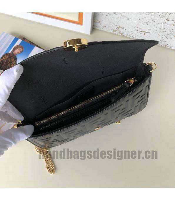 Fendi Black Original Leather Wallet On Chain With Pouches Mini Bag-7