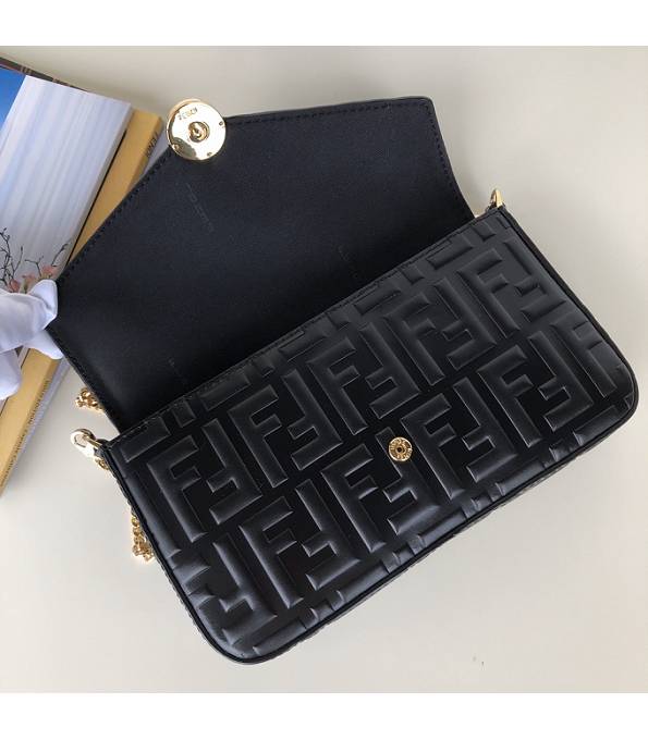 Fendi Black Original Leather Wallet On Chain With Pouches Mini Bag-8