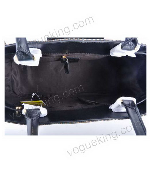 Fendi Black Stripe Leather Tote Bag -5