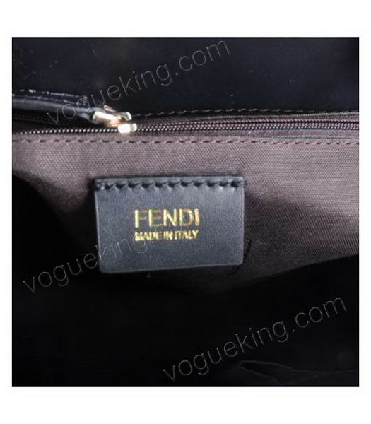 Fendi Black Stripe Leather Tote Bag -6