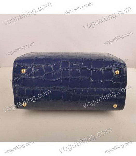 Fendi Blue Croc Leather With Ferrari Leather Small Tote Bag-3