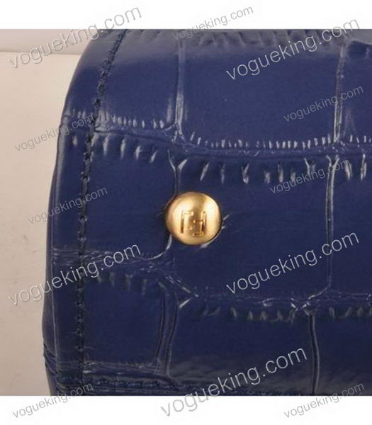 Fendi Blue Croc Leather With Ferrari Leather Small Tote Bag-4