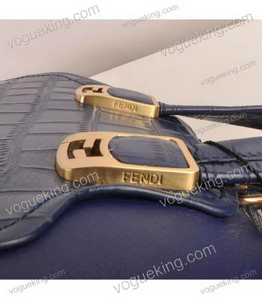 Fendi Blue Croc Leather With Ferrari Leather Small Tote Bag-5