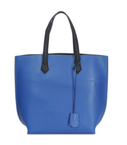 Fendi Blue Original Leather Shopping Tote Bag
