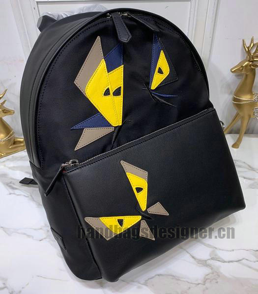 Fendi Butterfly Nyon With Black Calfskin Leather Backpack-3