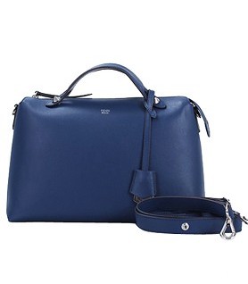 Fendi By The Way Original Leather Tote Shoulder Bag Blue
