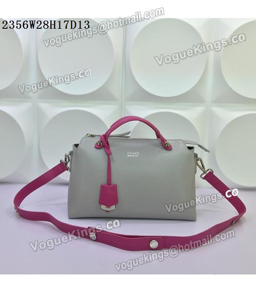 Fendi By The Way Small Shoulder Bag 2356 Grey&Rose Red Leather-4