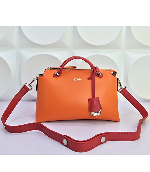 Fendi By The Way Small Shoulder Bag 2356 In Orange/Red Leather
