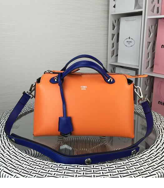 Fendi By The Way Small Shoulder Bag 2356 Orange&Sapphire Blue Leather