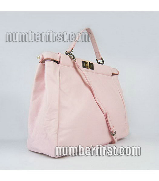 Fendi Calfskin Genuine Leather Shoulder Tote Bag Pink-1