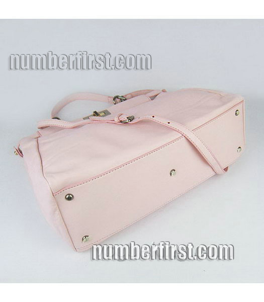 Fendi Calfskin Genuine Leather Shoulder Tote Bag Pink-3