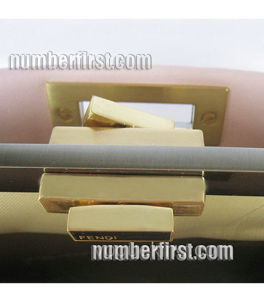 Fendi Calfskin Genuine Leather Shoulder Tote Bag Pink-6