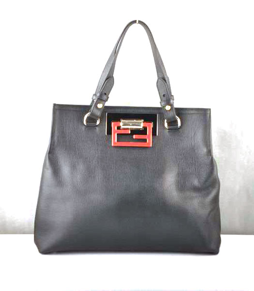 Fendi Calfskin Leather Handbag Black