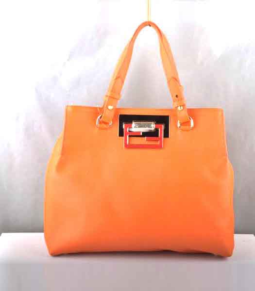 Fendi Calfskin Leather Handbag Orange