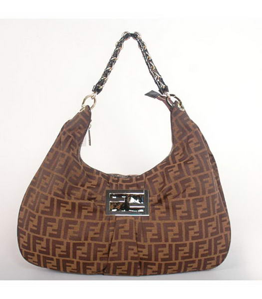 Fendi Canvas Handbag with dichroic Leather Trim